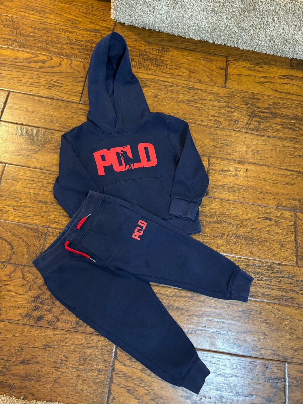 Polo by Ralph Lauren Navy Hoodie and Joggers with Red Logo